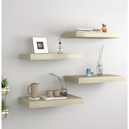vidaXL Estantes flotantes de pared 4 uds MDF roble 40x23x3,8 cm