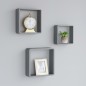 vidaXL Estantes cubo de pared 3 unidades MDF gris