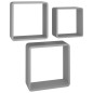 vidaXL Estantes cubo de pared 3 unidades MDF gris