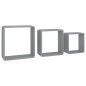 vidaXL Estantes cubo de pared 3 unidades MDF gris