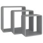 vidaXL Estantes cubo de pared 3 unidades MDF gris