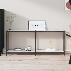 vidaXL Mesa de consola vidrio templado blanco 180x35x75,5 cm