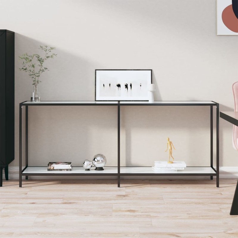 vidaXL Mesa de consola vidrio templado blanco 180x35x75,5 cm vidaXL Mesa de consola vidrio templado blanco 180x35x75,5 cm