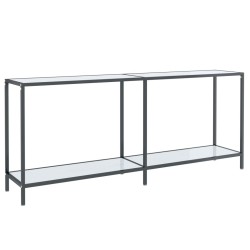 vidaXL Mesa de consola vidrio templado blanco 180x35x75,5 cm