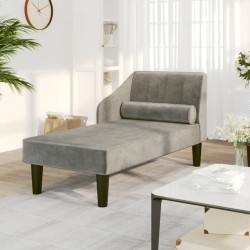 vidaXL Sofá diván con cojín de cabeza terciopelo gris claro