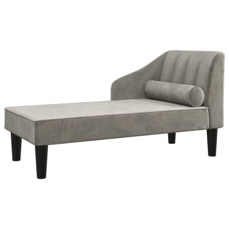 vidaXL Sofá diván con cojín de cabeza terciopelo gris claro