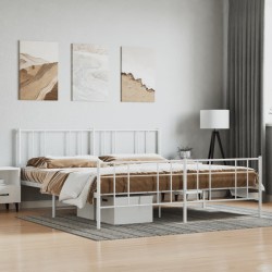 vidaXL Estructura cama metal con cabecero y pie cama blanco 183x213 cm