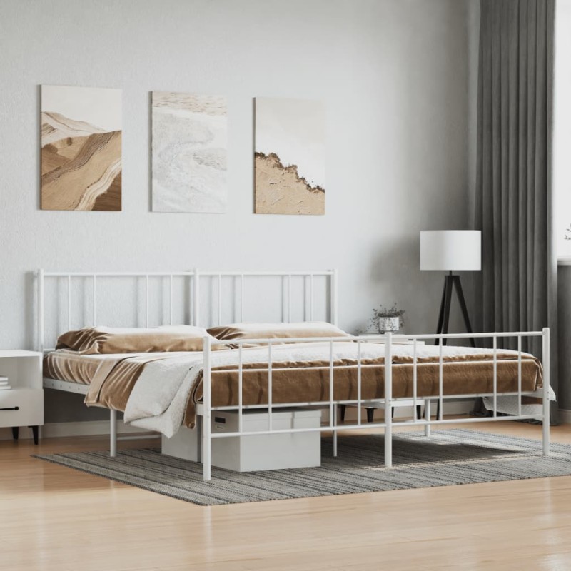 vidaXL Estructura cama metal con cabecero y pie cama blanco 183x213 cm vidaXL Estructura cama metal con cabecero y pie cama blanco 183x213 cm
