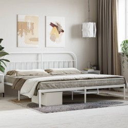 vidaXL Estructura de cama de metal con cabecero blanco 193x203 cm