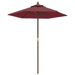 vidaXL Sombrilla de jardín con poste de madera rojo burdeos 196x231 cm