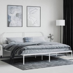 vidaXL Estructura de cama de metal con cabecero blanco 193x203 cm