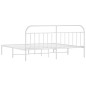 vidaXL Estructura de cama de metal con cabecero blanco 193x203 cm vidaXL Estructura de cama de metal con cabecero blanco 193x203 cm