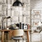 Urban Friends & Coffee Papel pintado ladrillos gris y blanco