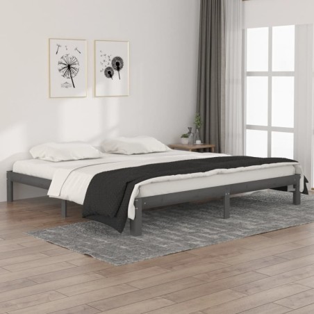 vidaXL Estructura de cama madera maciza de pino gris 200x200 cm
