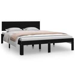 vidaXL Estructura de cama madera maciza negro 150x200 cm