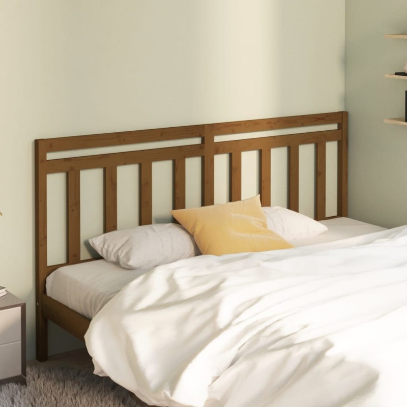vidaXL Cabecero de cama madera maciza de pino marrón miel 206x4x100 cm vidaXL Cabecero de cama madera maciza de pino marrón miel 206x4x100 cm