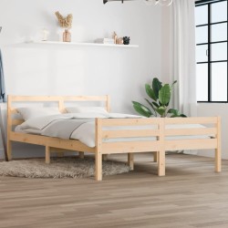 vidaXL Estructura de cama de matrimonio madera maciza 135x190 cm