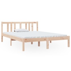 vidaXL Estructura de cama de matrimonio madera maciza 135x190 cm