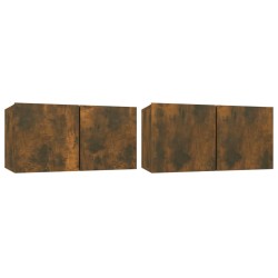 vidaXL Muebles para TV colgantes 2 uds roble ahumado 60x30x30 cm
