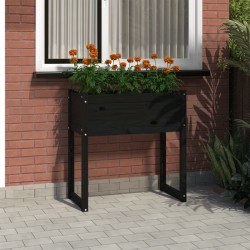 vidaXL Jardinera madera maciza de pino negro 78x40x81 cm