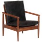 vidaXL Sillón madera maciza acacia y cuero auténtico negro vidaXL Sillón madera maciza acacia y cuero auténtico negro
