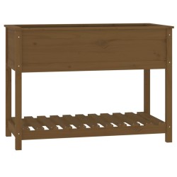 vidaXL Jardinera con estante madera maciza pino marrón 111,5x54x81 cm