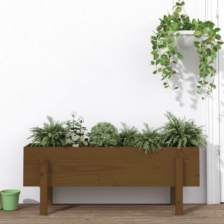 vidaXL Arriate elevado de jardín madera pino marrón miel 101x30x38 cm