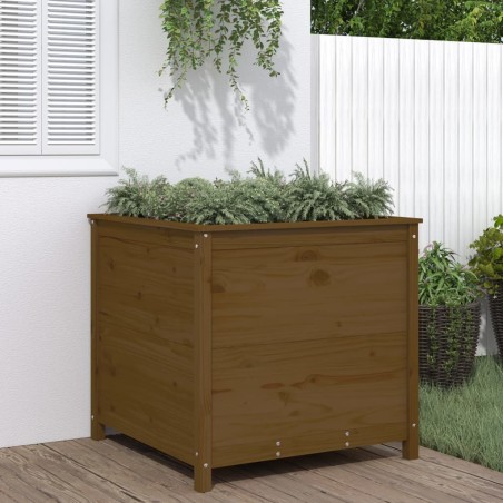 vidaXL Jardinera madera maciza de pino marrón miel 82,5x82,5x78 cm
