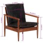 vidaXL Sillón madera maciza acacia y cuero auténtico negro vidaXL Sillón madera maciza acacia y cuero auténtico negro