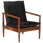 vidaXL Sillón madera maciza acacia y cuero auténtico negro vidaXL Sillón madera maciza acacia y cuero auténtico negro