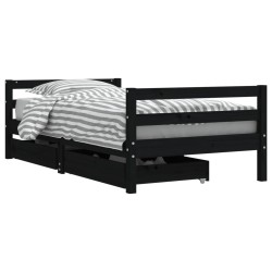 vidaXL Estructura cama infantil y cajones madera pino negro 80x160 cm