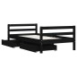 vidaXL Estructura cama infantil y cajones madera pino negro 80x160 cm