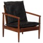 vidaXL Sillón madera maciza acacia y cuero auténtico negro vidaXL Sillón madera maciza acacia y cuero auténtico negro