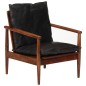 vidaXL Sillón madera maciza acacia y cuero auténtico negro vidaXL Sillón madera maciza acacia y cuero auténtico negro