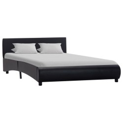 vidaXL Estructura de cama de cuero sintético negro 140x200 cm