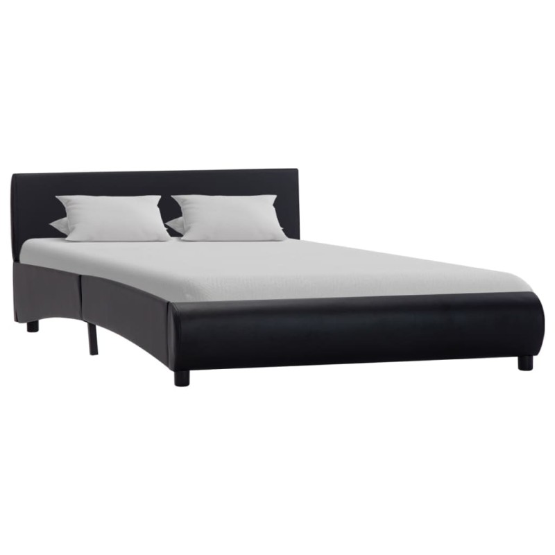 vidaXL Estructura de cama de cuero sintético negro 140x200 cm
