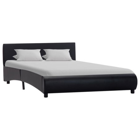 vidaXL Estructura de cama de cuero sintético negro 140x200 cm