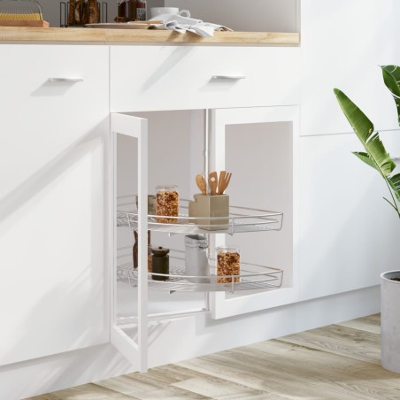 vidaXL Bandeja cocina alambre 2 niveles plata 180 grados 75x38x80 cm