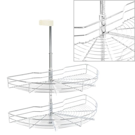 vidaXL Bandeja cocina alambre 2 niveles plata 180 grados 75x38x80 cm