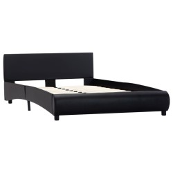 vidaXL Estructura de cama de cuero sintético negro 140x200 cm