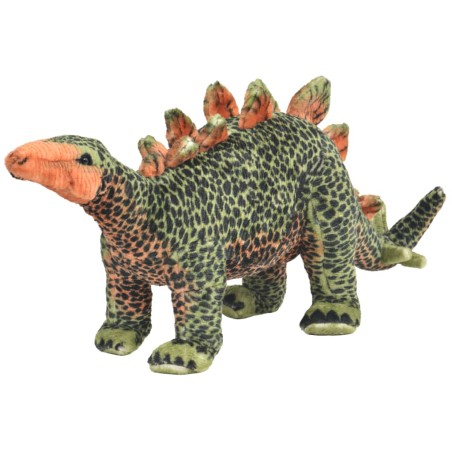 vidaXL Dinosaurio Stegosaurus de peluche de pie verde y naranja XXL
