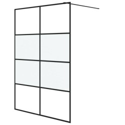 vidaXL Mampara de ducha vidrio ESG semiesmerilado negro 140x195 cm