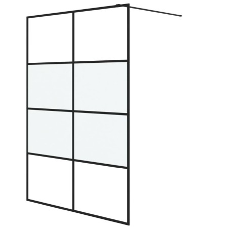 vidaXL Mampara de ducha vidrio ESG semiesmerilado negro 140x195 cm