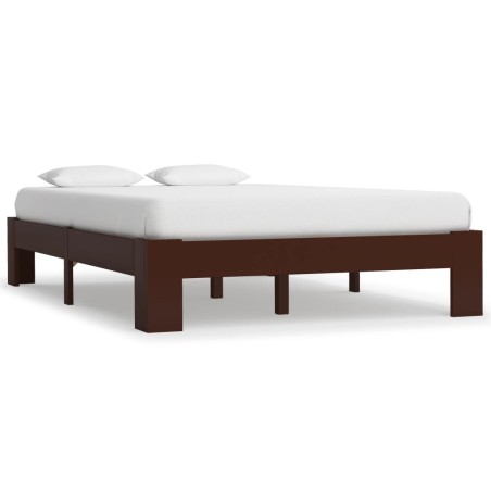 vidaXL Estructura de cama madera maciza pino marrón oscuro 140x200 cm
