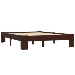 vidaXL Estructura de cama madera maciza pino marrón oscuro 140x200 cm