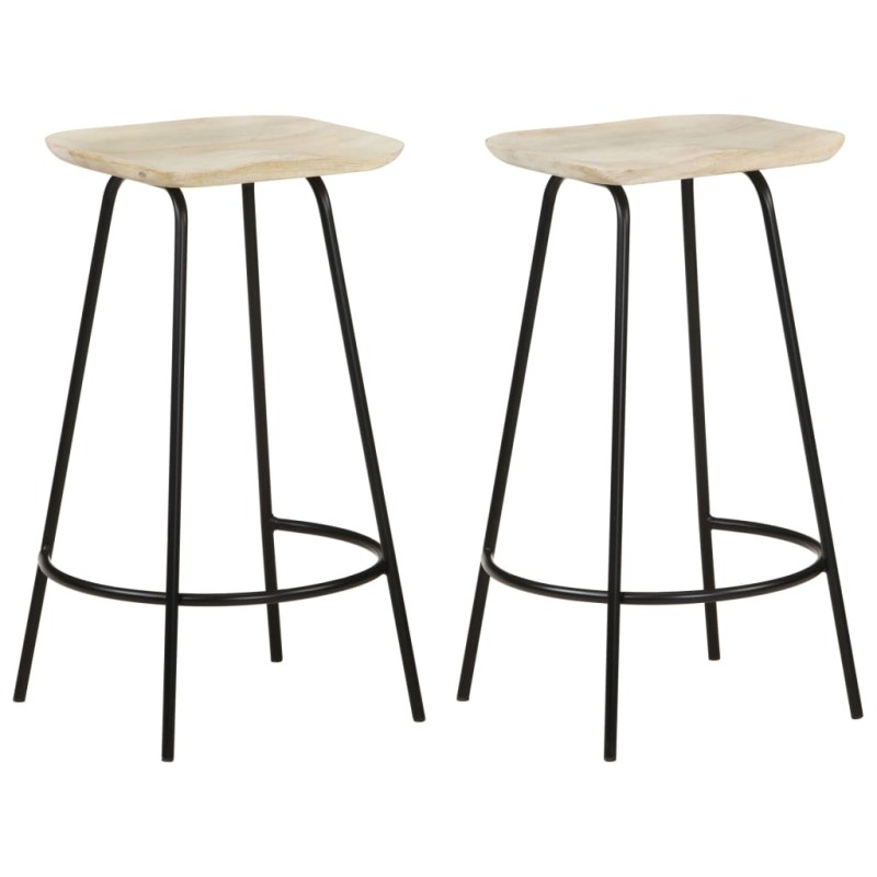 vidaXL Taburetes de cocina 2 unidades madera maciza de mango vidaXL Taburetes de cocina 2 unidades madera maciza de mango