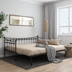 vidaXL Estructura de sofá cama extraíble de metal negro 90x200 cm