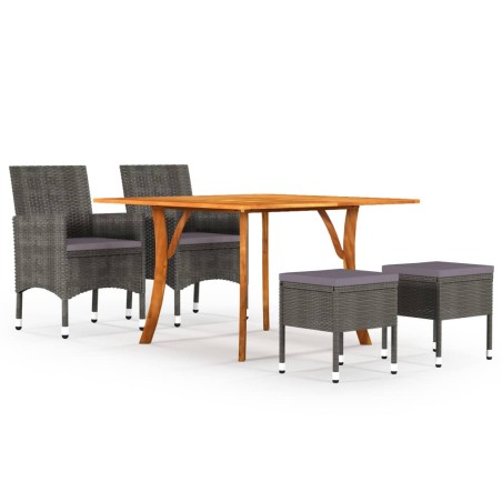 vidaXL Juego de comedor de jardín de 5 piezas gris