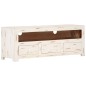 vidaXL Mueble de TV madera de acacia maciza blanco 110x30x40 cm vidaXL Mueble de TV madera de acacia maciza blanco 110x30x40 cm