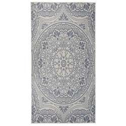 vidaXL Alfombra de exterior de tejido plano rayas azules 80x150 cm
